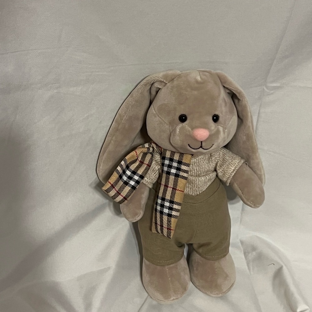 Hugmo Beige Bunny Scarf Plush Toy 12” Rabbit Stuffed Animal Toy